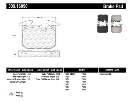 StopTech Sport Brake Pads with Shims and Hardware